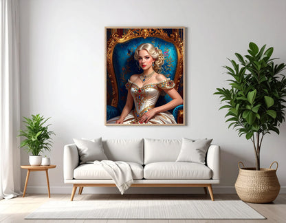 Custom Royal Human Portrait | Throne Room Sovereign 2 | Personalized Wall Art Gift for her