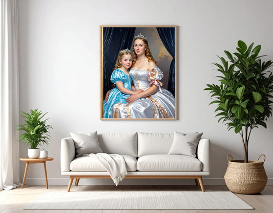 Custom Royal Family Portrait | Royal Blue Heirs | Personalized Wall Art Gift