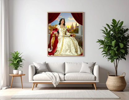 Custom Royal Human Portrait | Throne Room Sovereign 4 | Personalized Wall Art Gift for her