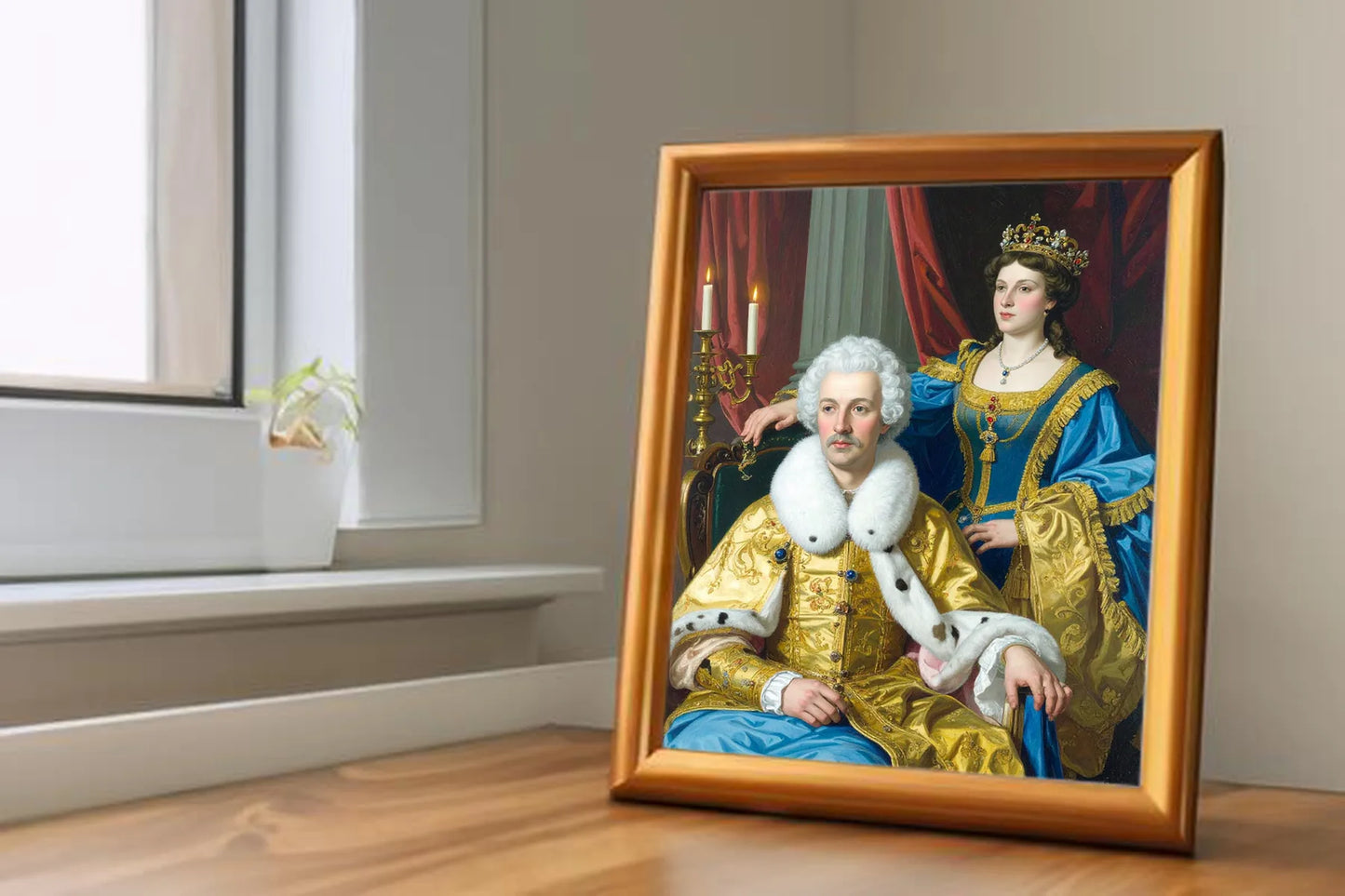 Custom Royal Couple Portrait | Majestic Coronation | Personalized Wall Art Gift