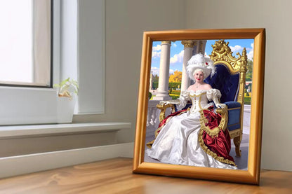 Custom Royal Human Portrait | Empress in Feathered Hat 2 | Personalized Wall Art Gift for her