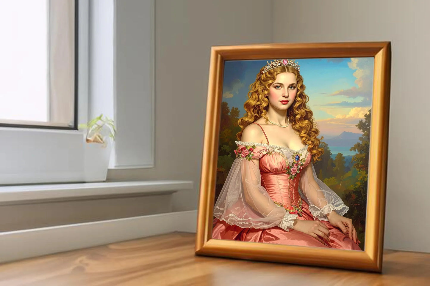 Custom Royal Human Portrait | Fairy Princess in Twilight | Personalized Wall Art Gift for her