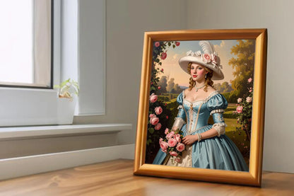 Custom Royal Human Portrait | Garden Countess with Roses | Personalized Wall Art Gift for her