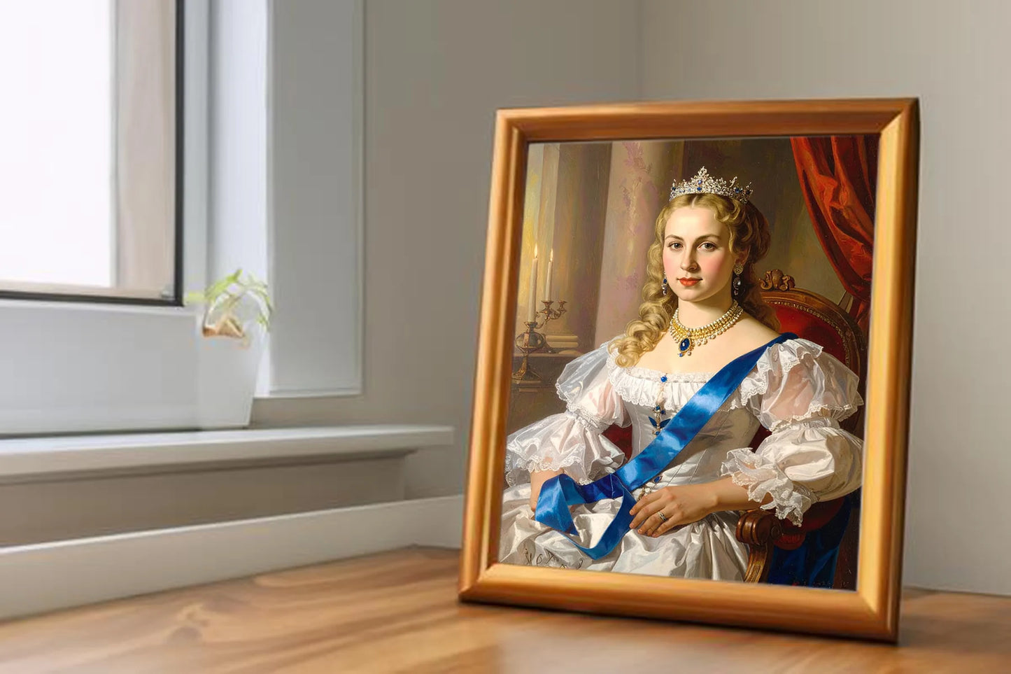Custom Royal Human Portrait | Imperial Duchess in Silver 2 | Personalized Wall Art Gift for her