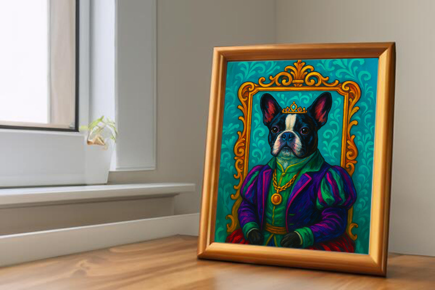 Custom Royal Pet Portrait | General Biscuit | Personalized Wall Art for Pet Lovers