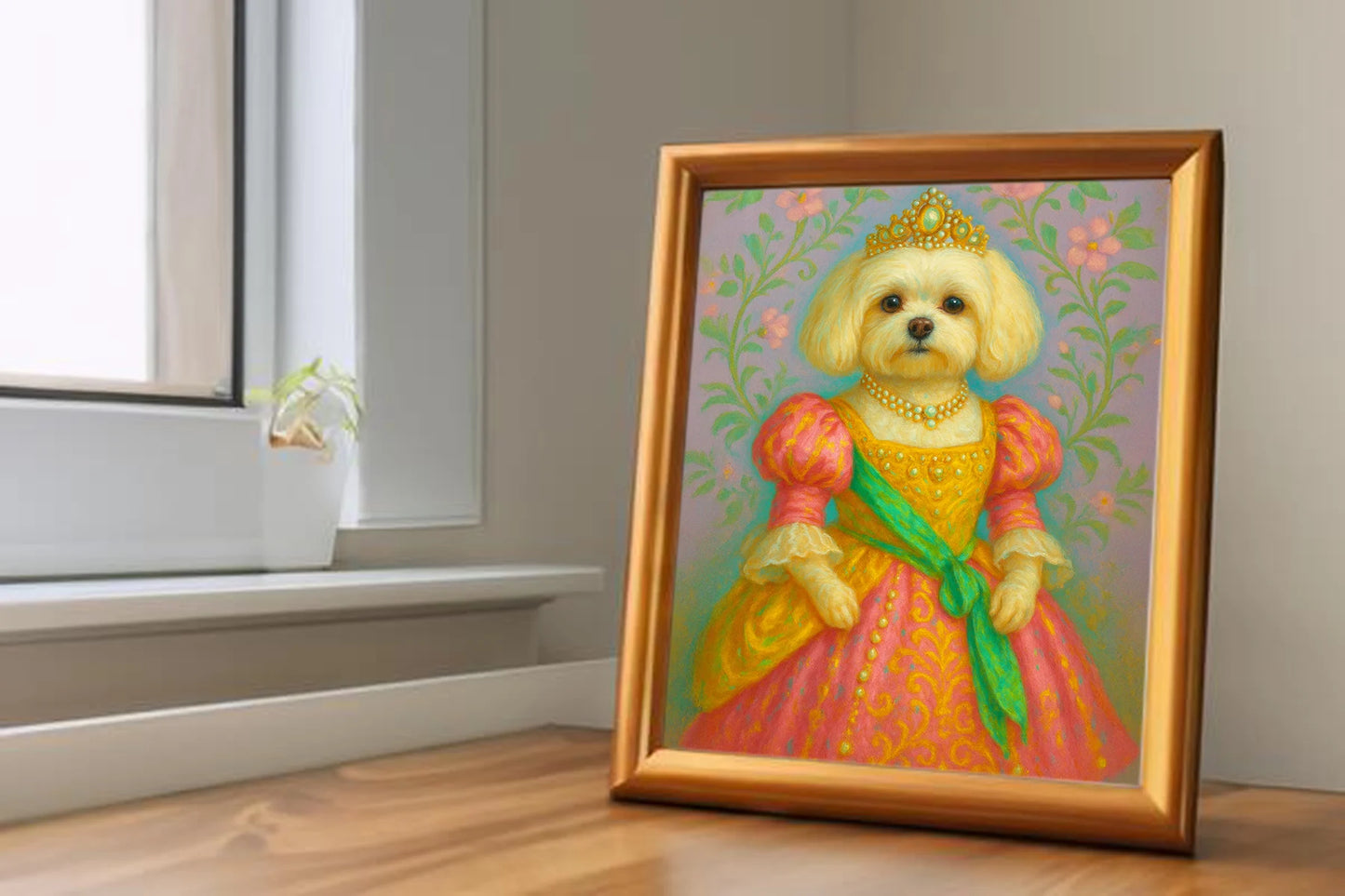 Custom Royal Pet Portrait | Madame Meowsette | Personalized Wall Art for Pet Lovers