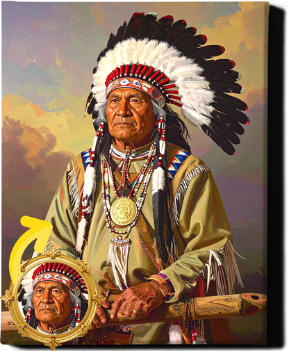 Custom Royal Human Portrait | Chief Iron Hawk | Personalized Wall Art Gift for him