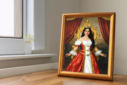 Custom Royal Human Portrait | Standing Empress | Personalized Wall Art Gift for her