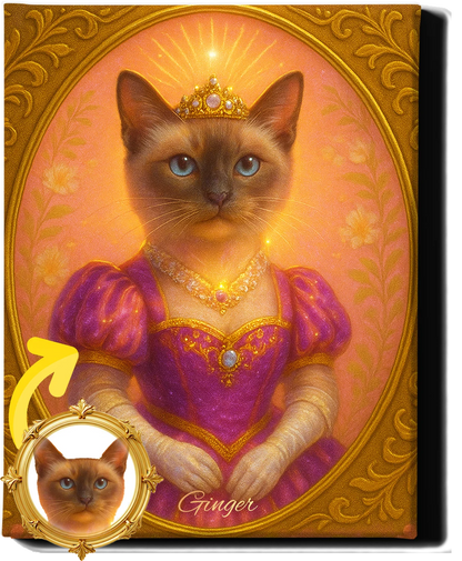 Custom Royal Pet Portrait | Pearl the Portraited | Personalized Wall Art for Pet Lovers