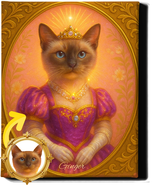 Custom Royal Pet Portrait | Pearl the Portraited | Personalized Wall Art for Pet Lovers