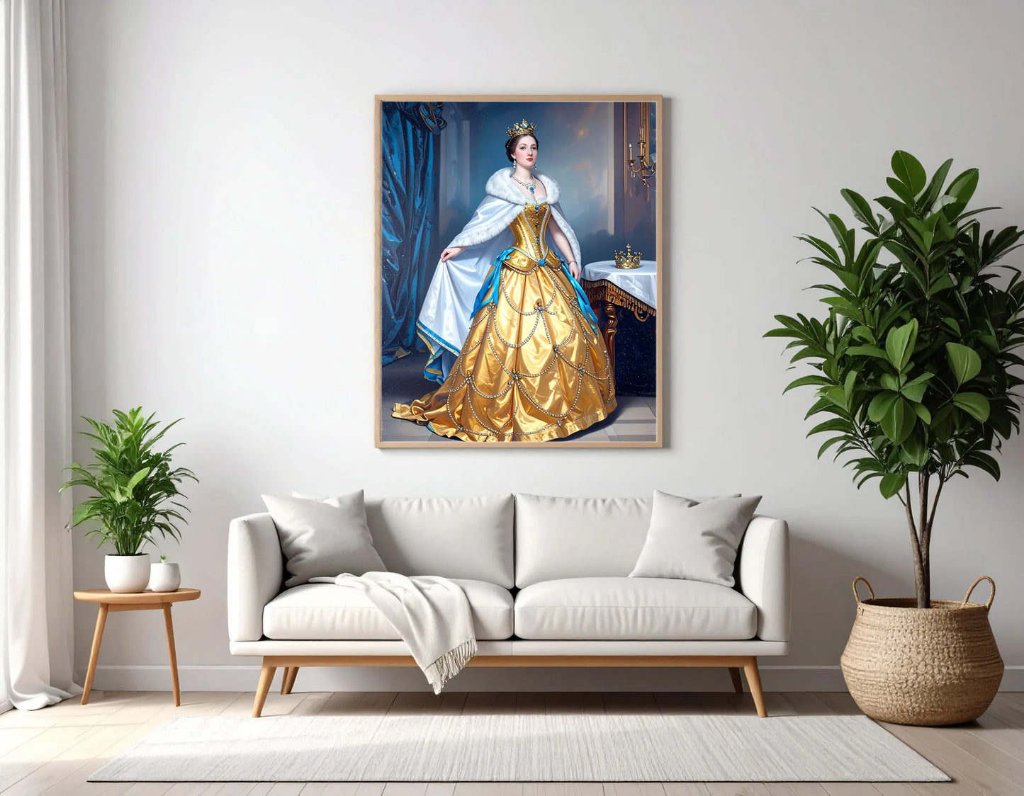 Custom Royal Human Portrait | Sunlit Empress of Gold | Personalized Wall Art Gift for her