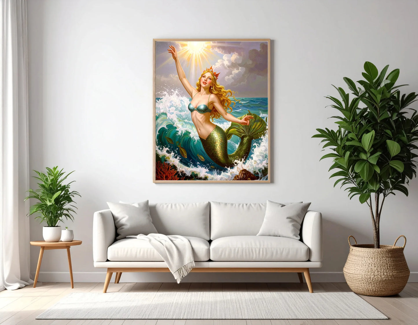 Custom Royal Human Portrait | Regal Mermaid Queen Portrait | Personalized Wall Art Gift for her