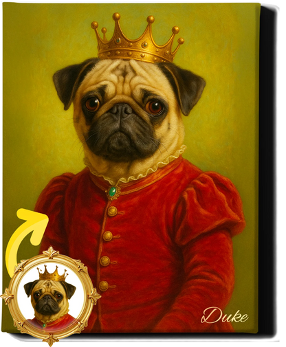 Custom Royal Pet Portrait | Sir Waggington | Personalized Wall Art for Pet Lovers