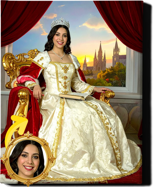 Custom Royal Human Portrait | Throne Room Sovereign 4 | Personalized Wall Art Gift for her