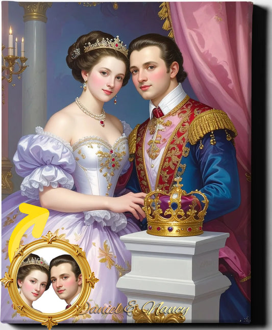 Custom Royal Couple Portrait | Coronation of Nobles | Personalized Wall Art Gift
