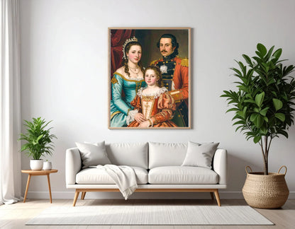 Custom Royal Family Portrait | The Crimson Legacy | Personalized Wall Art Gift