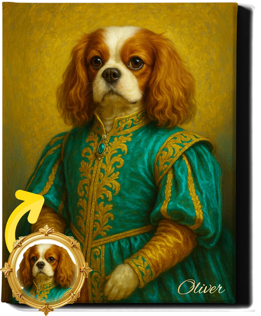 Custom Royal Pet Portrait | Empress Tailsa | Personalized Wall Art for Pet Lovers