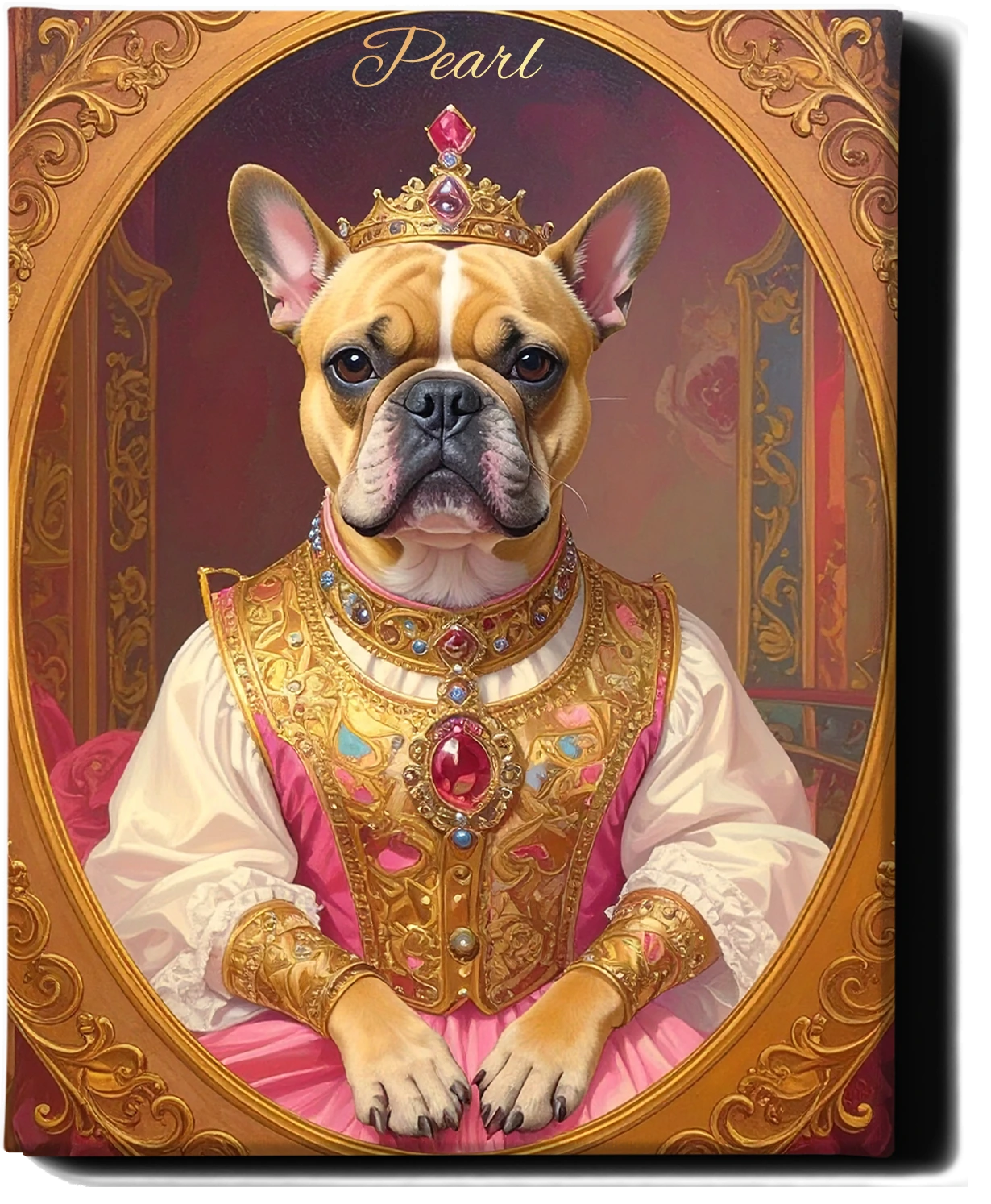 Custom Royal Pet Portrait | Pearl the Portraited 2| Personalized Wall Art for Pet Lovers