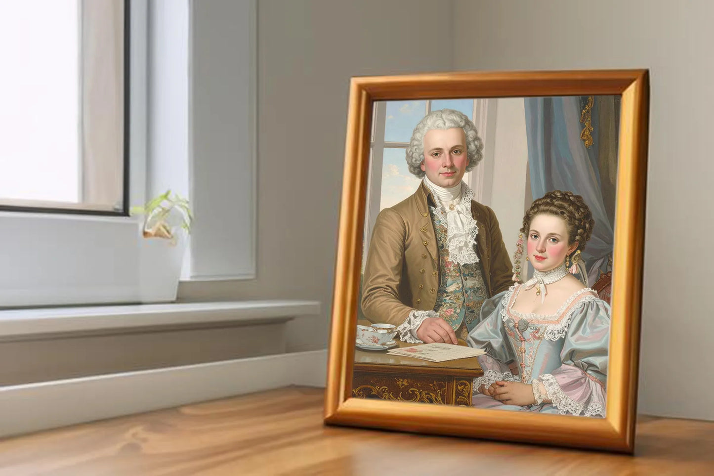 Custom Royal Couple Portrait | Courtly Elegance | Personalized Wall Art Gift