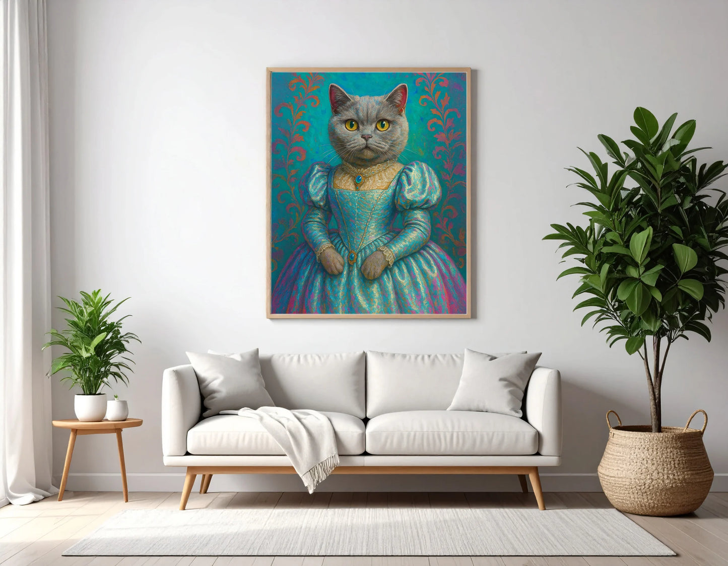 Custom Royal Pet Portrait | Princess Bloom | Personalized Wall Art for Pet Lovers