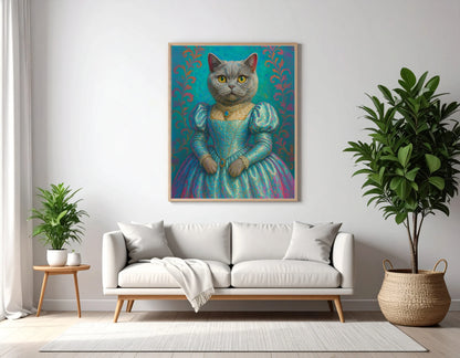 Custom Royal Pet Portrait | Princess Bloom | Personalized Wall Art for Pet Lovers