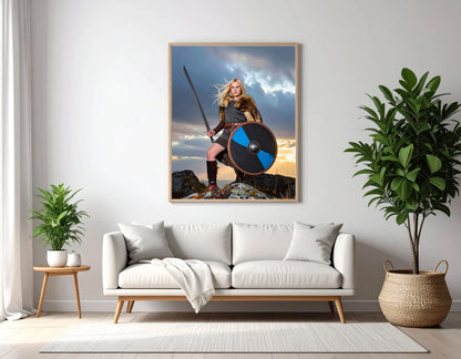 Custom Royal Human Portrait | Viking Defender 2 | Personalized Wall Art Gift for her