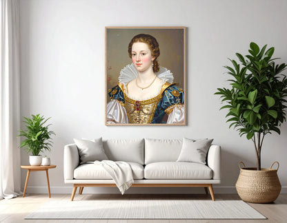 Custom Royal Human Portrait | Renaissance Noblewoman | Personalized Wall Art Gift for her