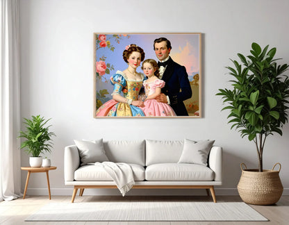 Custom Royal Family Portrait | The Garden Court of Rosemont | Personalized Wall Art Gift