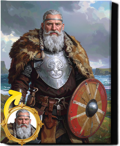Custom Royal Human Portrait | Bjorn Ironhelm | Personalized Wall Art Gift for him