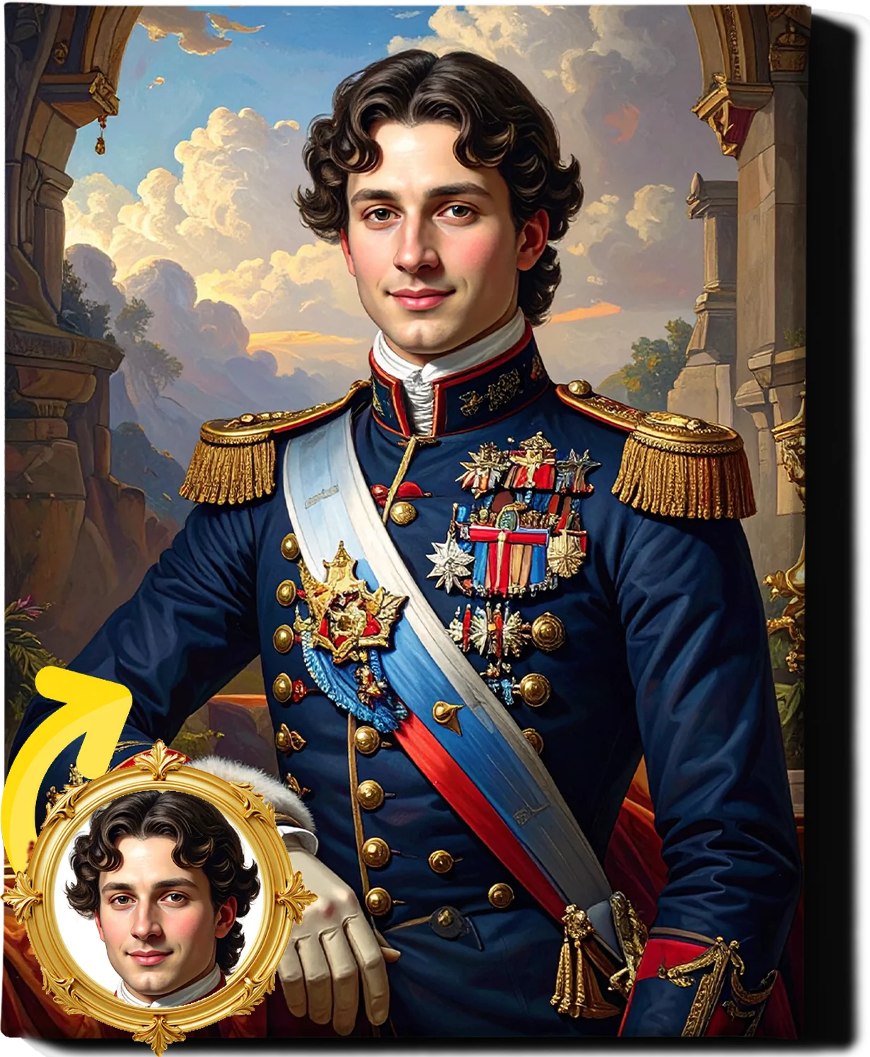 Custom Royal Human Portrait | Prince Lucien | Personalized Wall Art Gift for him