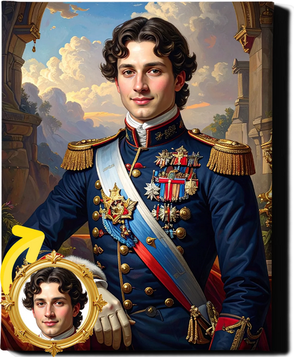 Custom Royal Human Portrait | Prince Lucien | Personalized Wall Art Gift for him