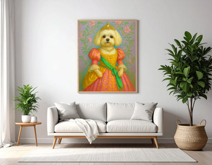 Custom Royal Pet Portrait | Madame Meowsette | Personalized Wall Art for Pet Lovers