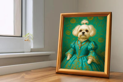 Custom Royal Pet Portrait | Countess Wiggles | Personalized Wall Art for Pet Lovers