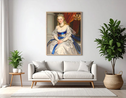 Custom Royal Human Portrait | Imperial Duchess in Silver| Personalized Wall Art Gift for her