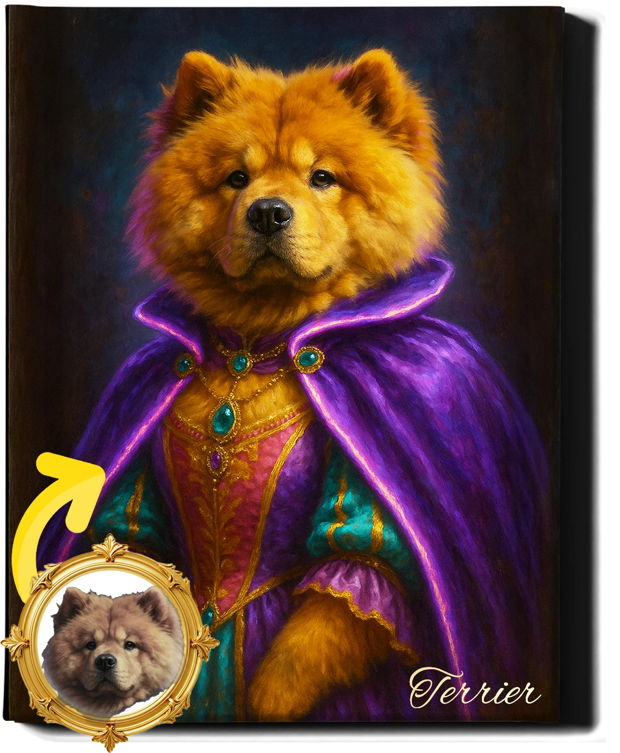 Custom Royal Pet Portrait | Archduke Wuffles | Personalized Wall Art for Pet Lovers
