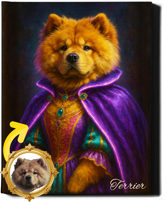 Custom Royal Pet Portrait | Archduke Wuffles | Personalized Wall Art for Pet Lovers