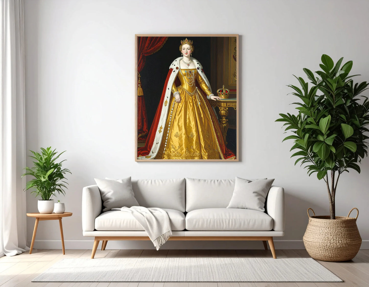 Custom Royal Human Portrait | Queen of Golden Court | Personalized Wall Art Gift for her