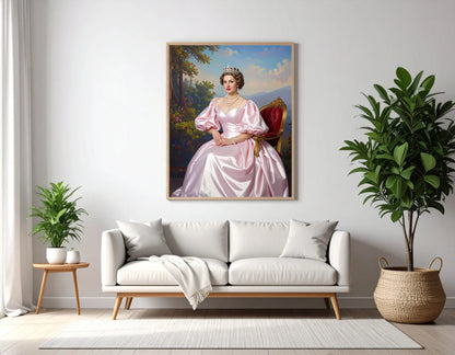 Custom Royal Human Portrait | Grace in Pink | Personalized Wall Art Gift for her