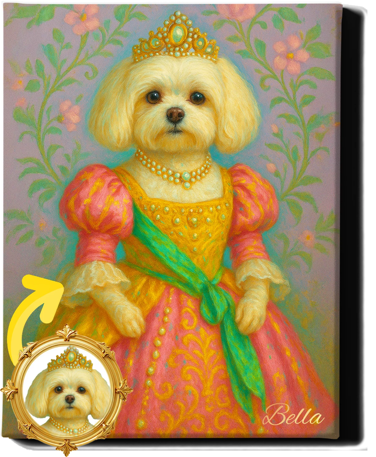 Custom Royal Pet Portrait | Madame Meowsette | Personalized Wall Art for Pet Lovers