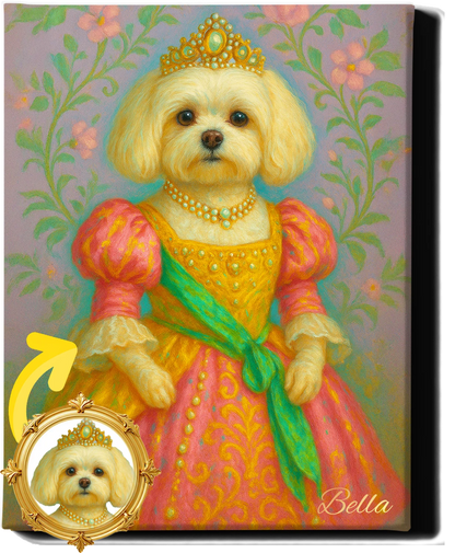 Custom Royal Pet Portrait | Madame Meowsette | Personalized Wall Art for Pet Lovers