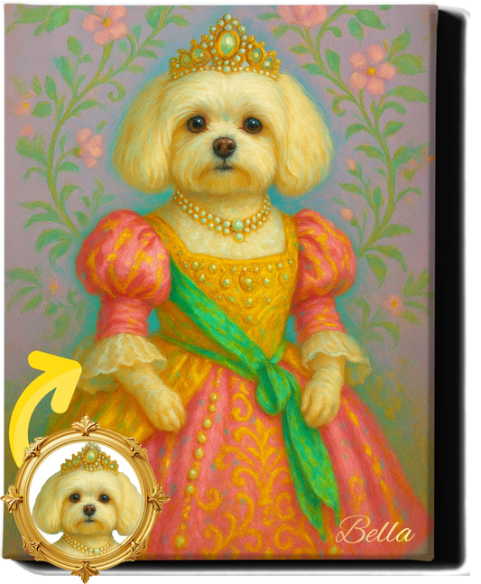 Custom Royal Pet Portrait | Madame Meowsette | Personalized Wall Art for Pet Lovers