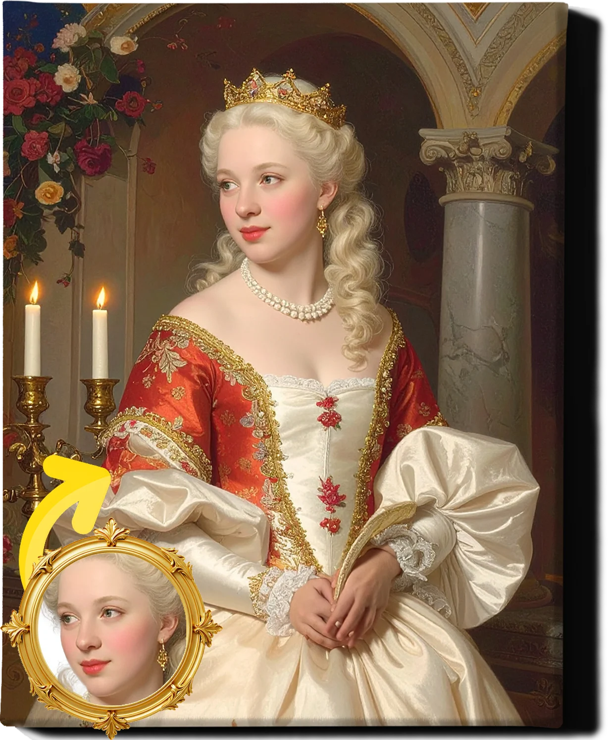 Custom Royal Human Portrait | Elegant Noblewoman 4 | Personalized Wall Art Gift for her