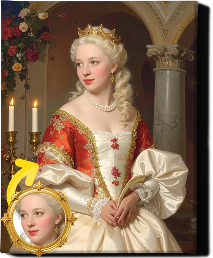 Custom Royal Human Portrait | Elegant Noblewoman 4 | Personalized Wall Art Gift for her