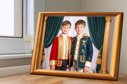 Custom Royal Family Portrait | Regal Twin Heirs | Personalized Wall Art Gift
