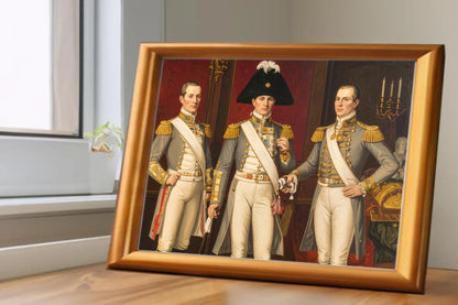 Custom Royal Family Portrait | Triumphant Guard Trio | Personalized Wall Art Gift