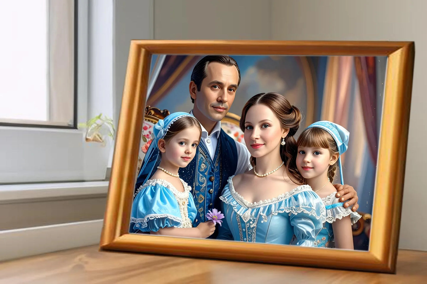 Custom Royal Family Portrait | The Sapphire Bough 5 | Personalized Wall Art Gift