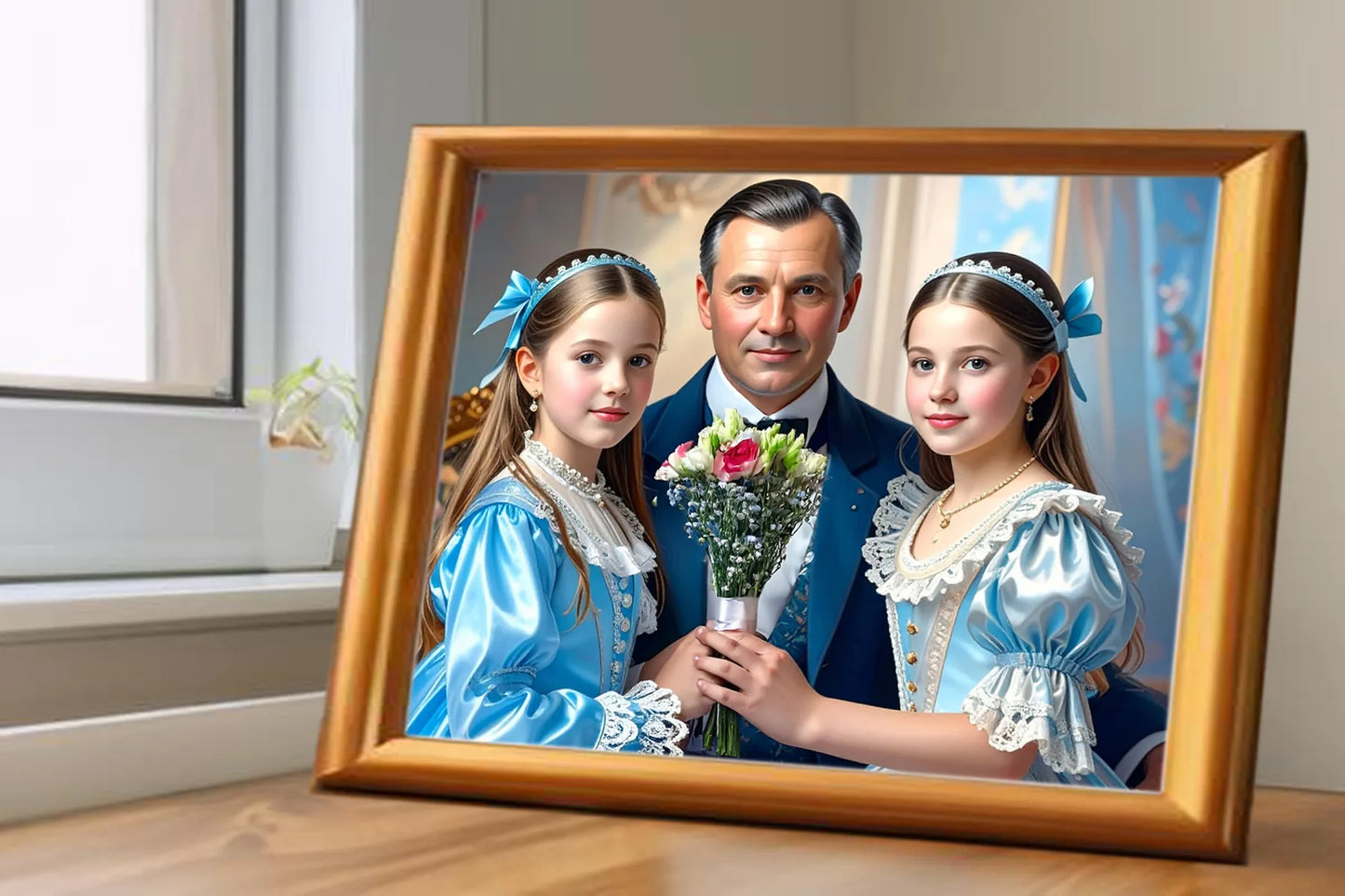 Custom Royal Family Portrait | The Sapphire Bough 2 | Personalized Wall Art Gift