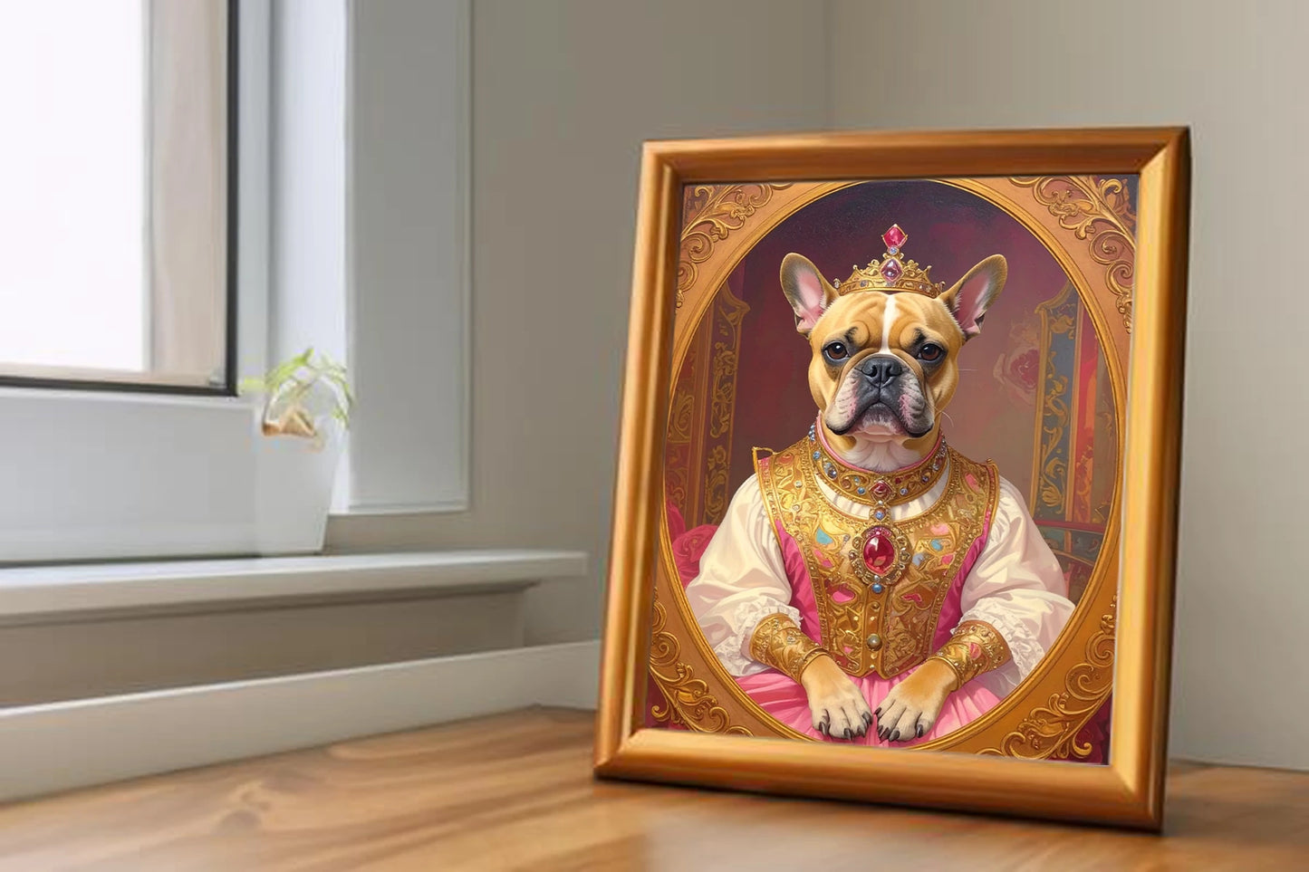 Custom Royal Pet Portrait | Pearl the Portraited 2| Personalized Wall Art for Pet Lovers