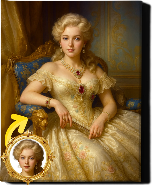 Custom Royal Human Portrait | Throne Room Sovereign 5 | Personalized Wall Art Gift for her