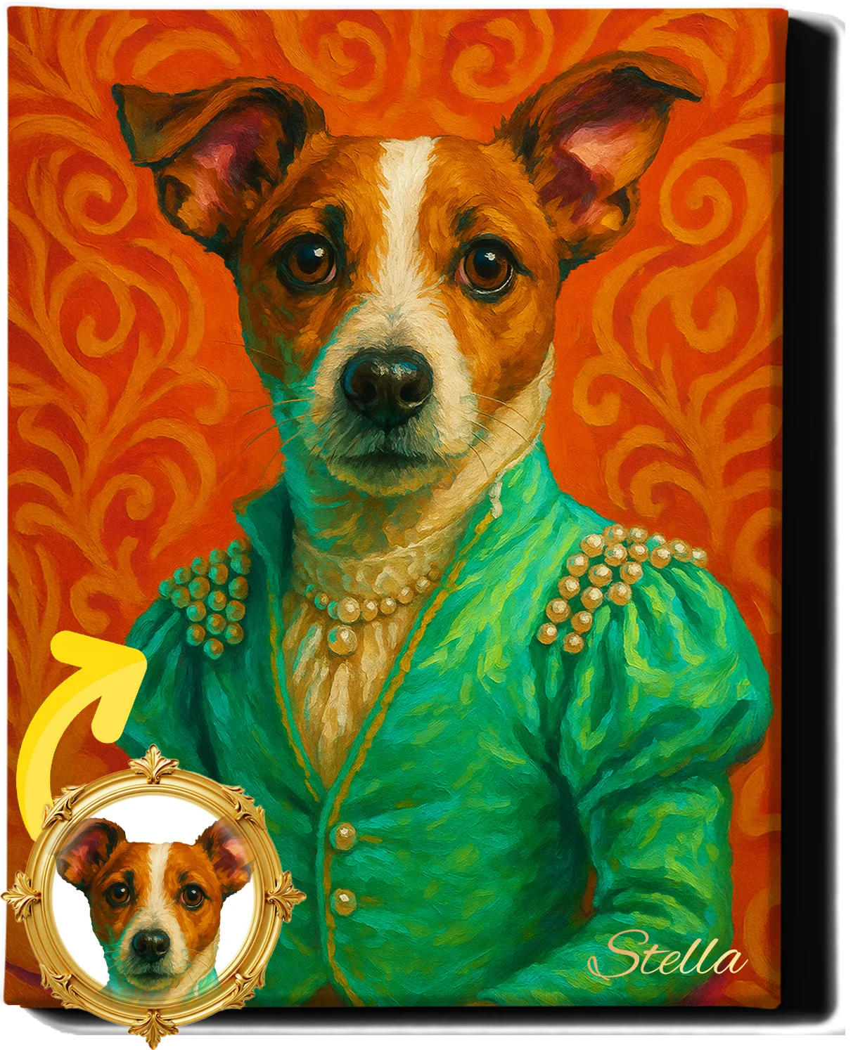 Custom Royal Pet Portrait | Lady Whiskerella | Personalized Wall Art for Pet Lovers